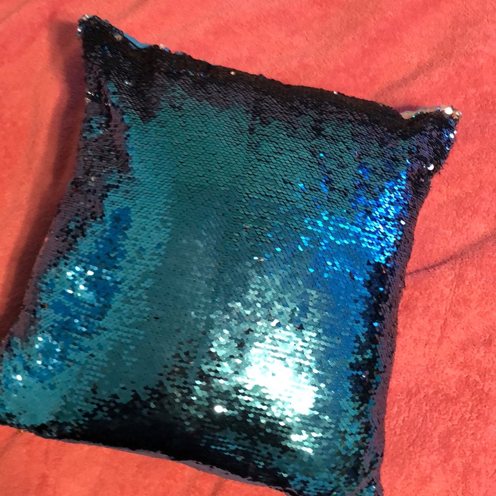 Mermaid blue and silver decorative pillow